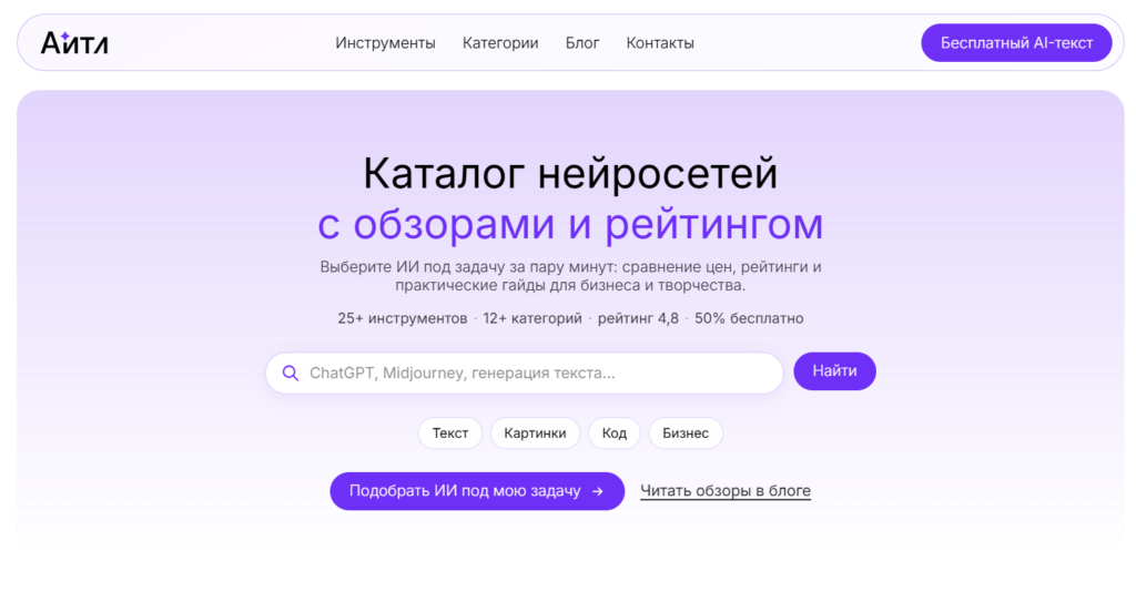 Aittle.ru — каталог ИИ‑инструментов и блог